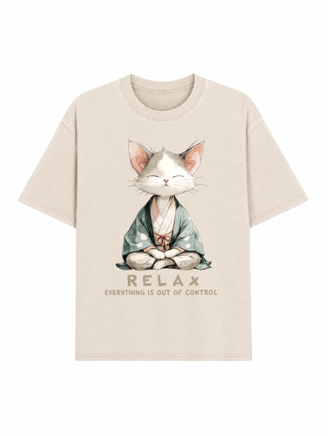 Zen Cat Relaxation，Everything's Out Of Control Washed T-Shirt PT461