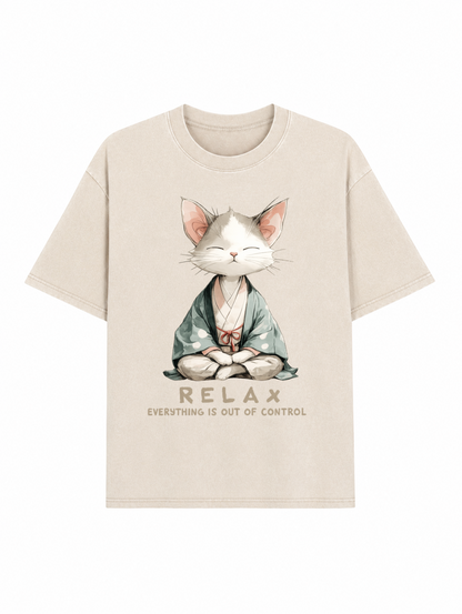 Zen Cat Relaxation，Everything's Out Of Control Washed T-Shirt PT461