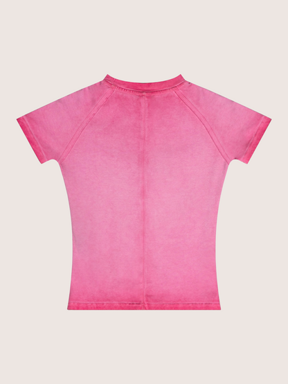 Able Print Minimalist Washed Raglan Pink Baby Tee