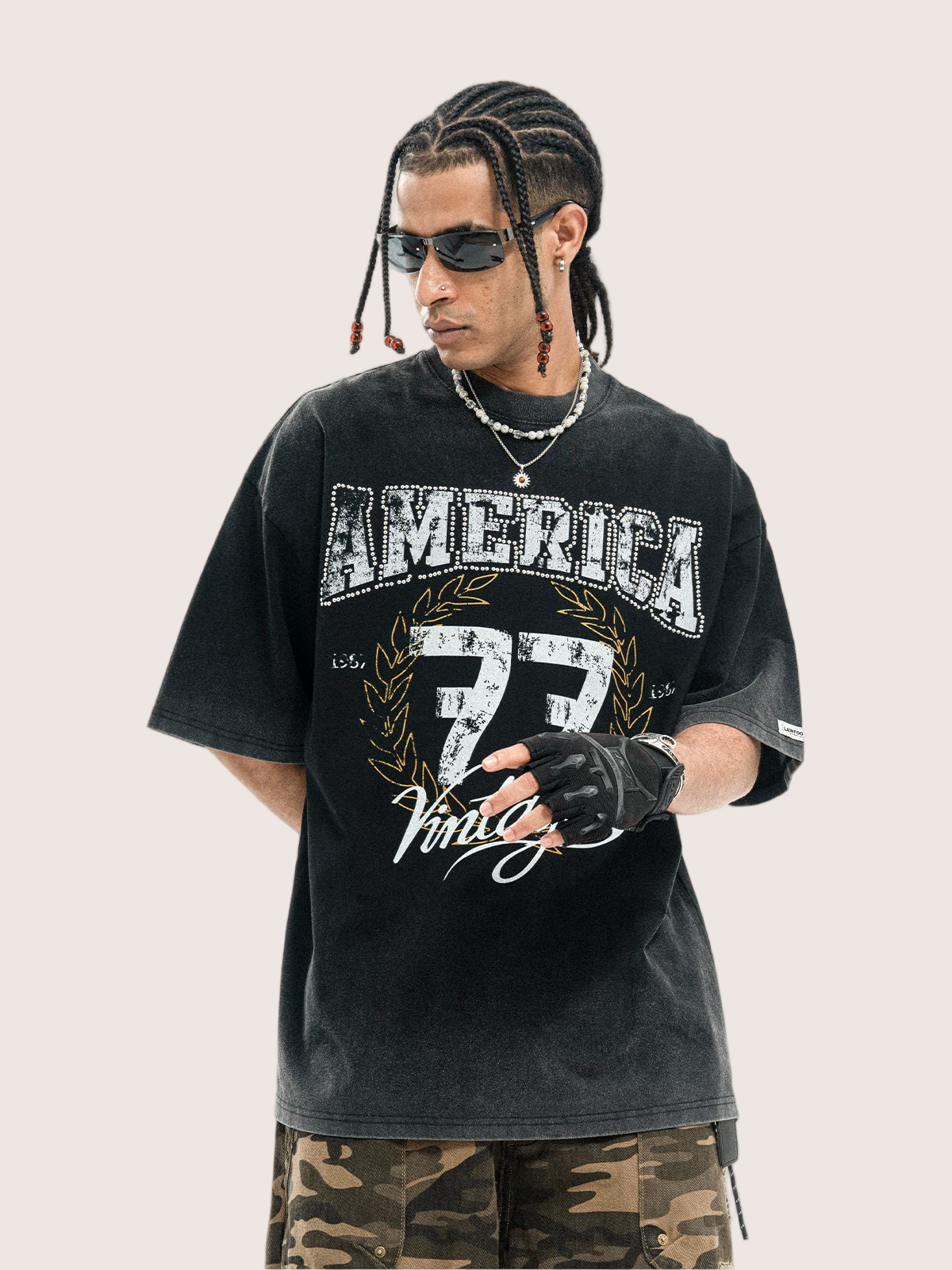 Vintage America 77 Graphic Washed T-Shirt