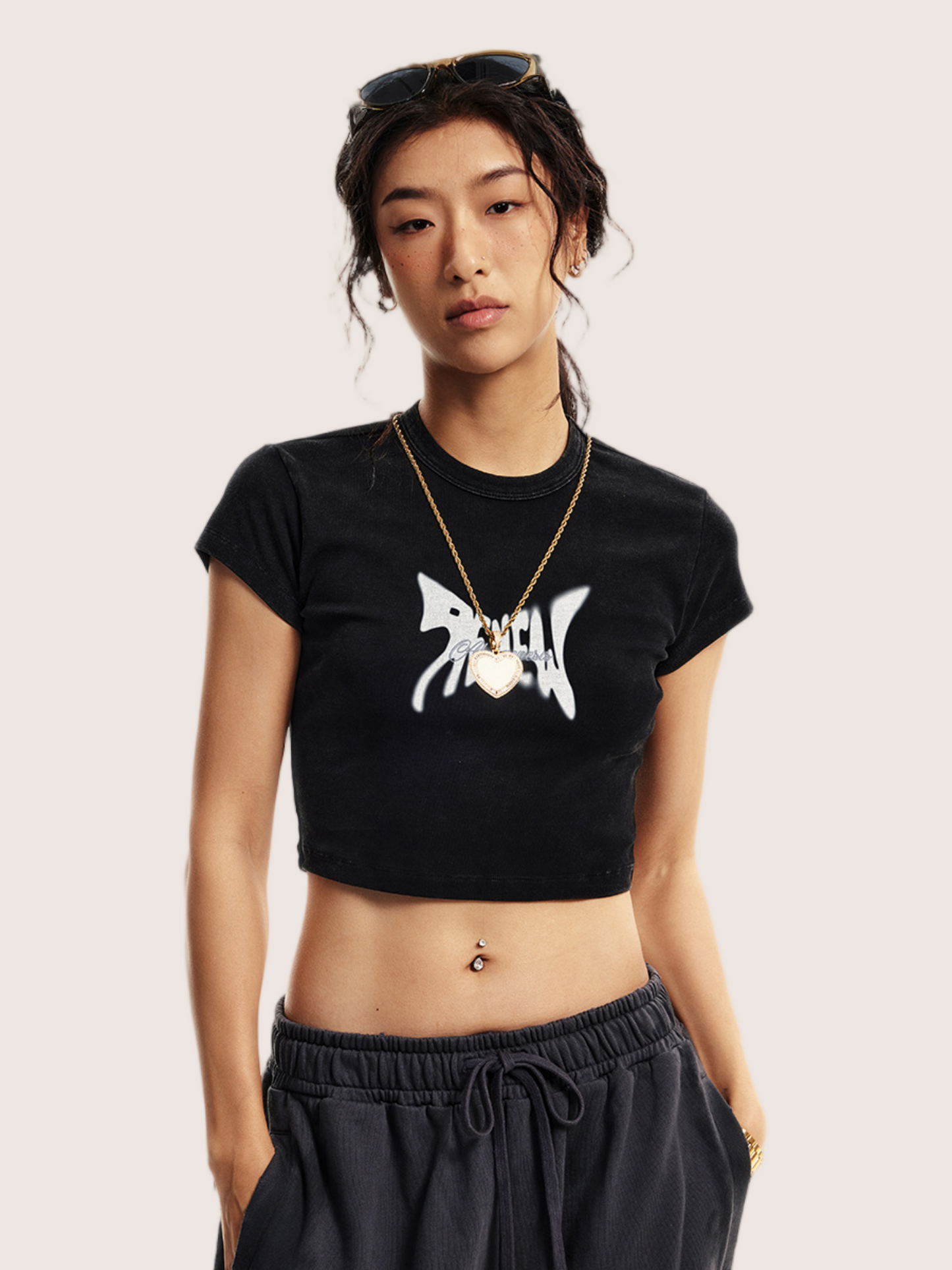 Y2K Acid Wash Butterfly Graphic Black Baby Tee