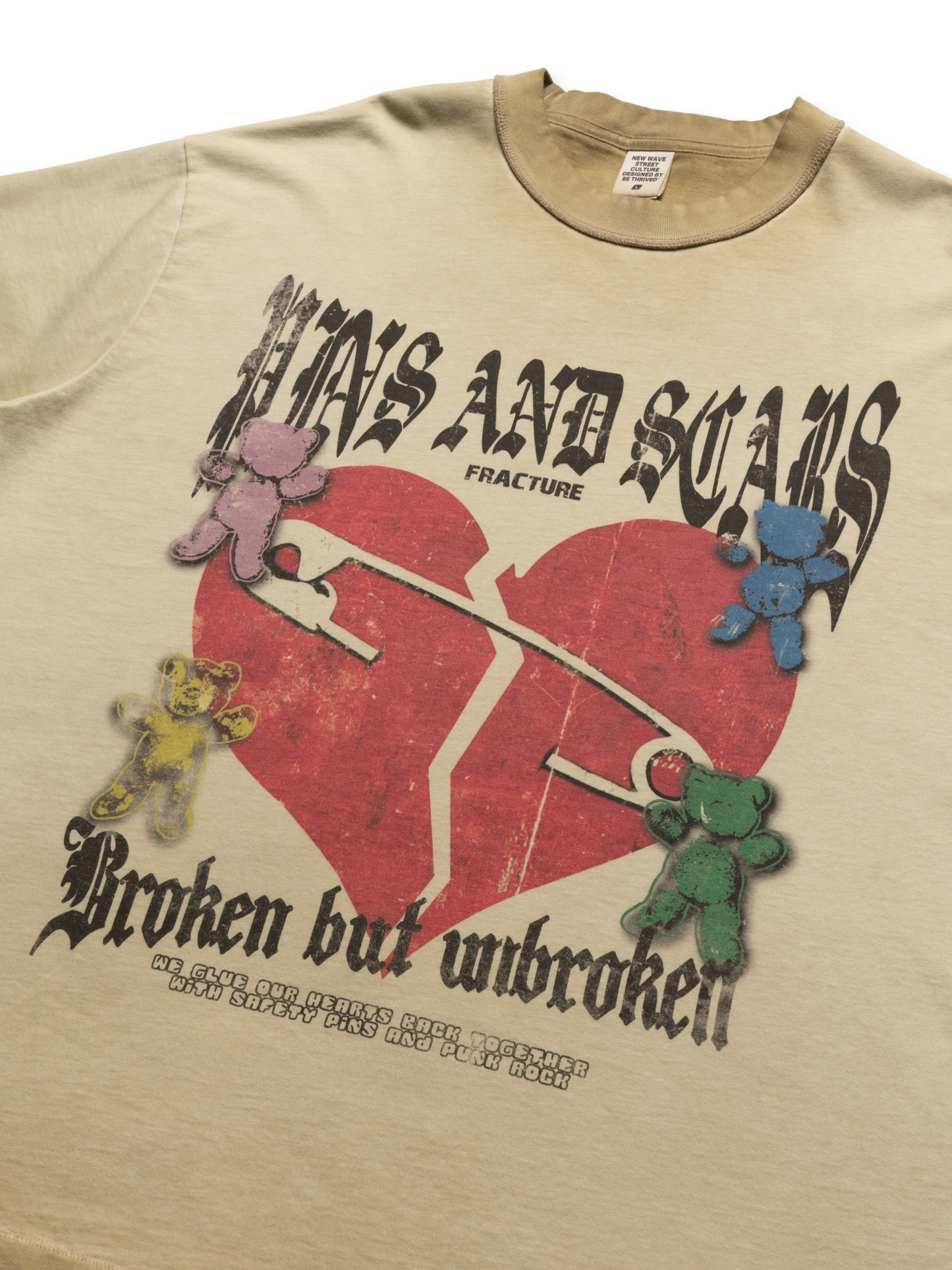 Broken Heart Teddy Bear Graphic Washed Tee