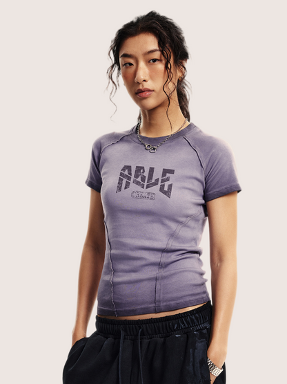 Able Print Minimalist Washed Purple Baby Tee