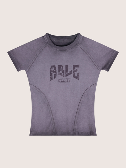 Able Print Minimalist Washed Purple Baby Tee