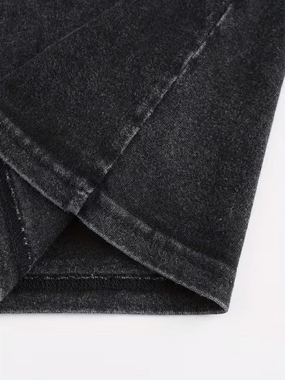 Men's Retro LandShark Graphic T-Shirt - Light Grey Washed Cotton, Retro American Streetwear Style, Short Sleeve, Crew Neck, Printed Logo Details