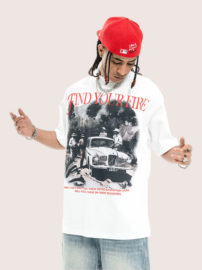 Retro Bootleg Rap Style Car Graphic T-Shirt  Vintage Streetwear