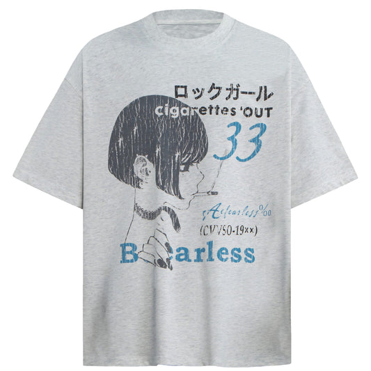 Heavyweight Anime Girl Graphic Washed T-Shirt