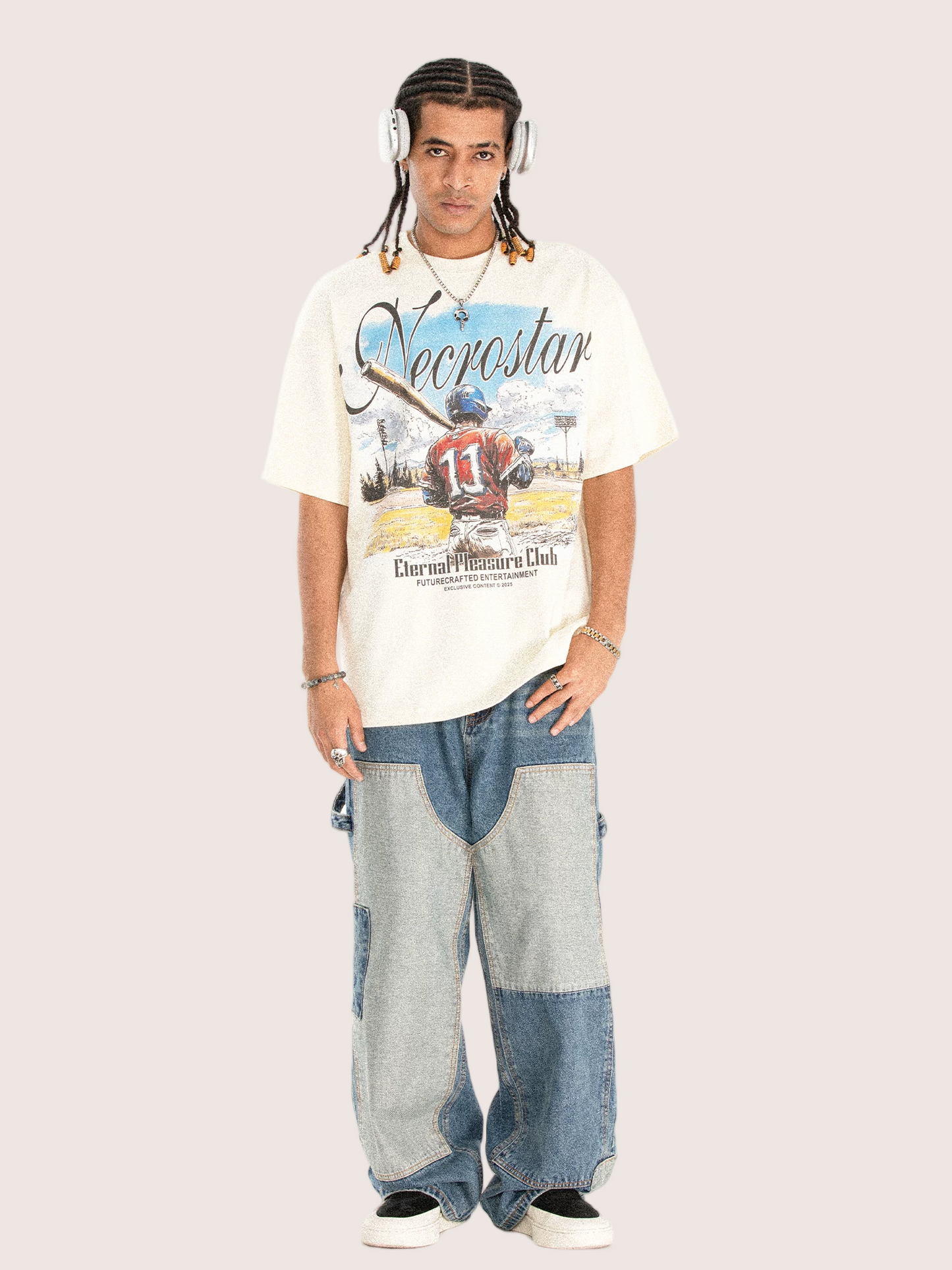 Necrostar "Eternal Pleasure Club" Vintage Baseball Graphic Tee