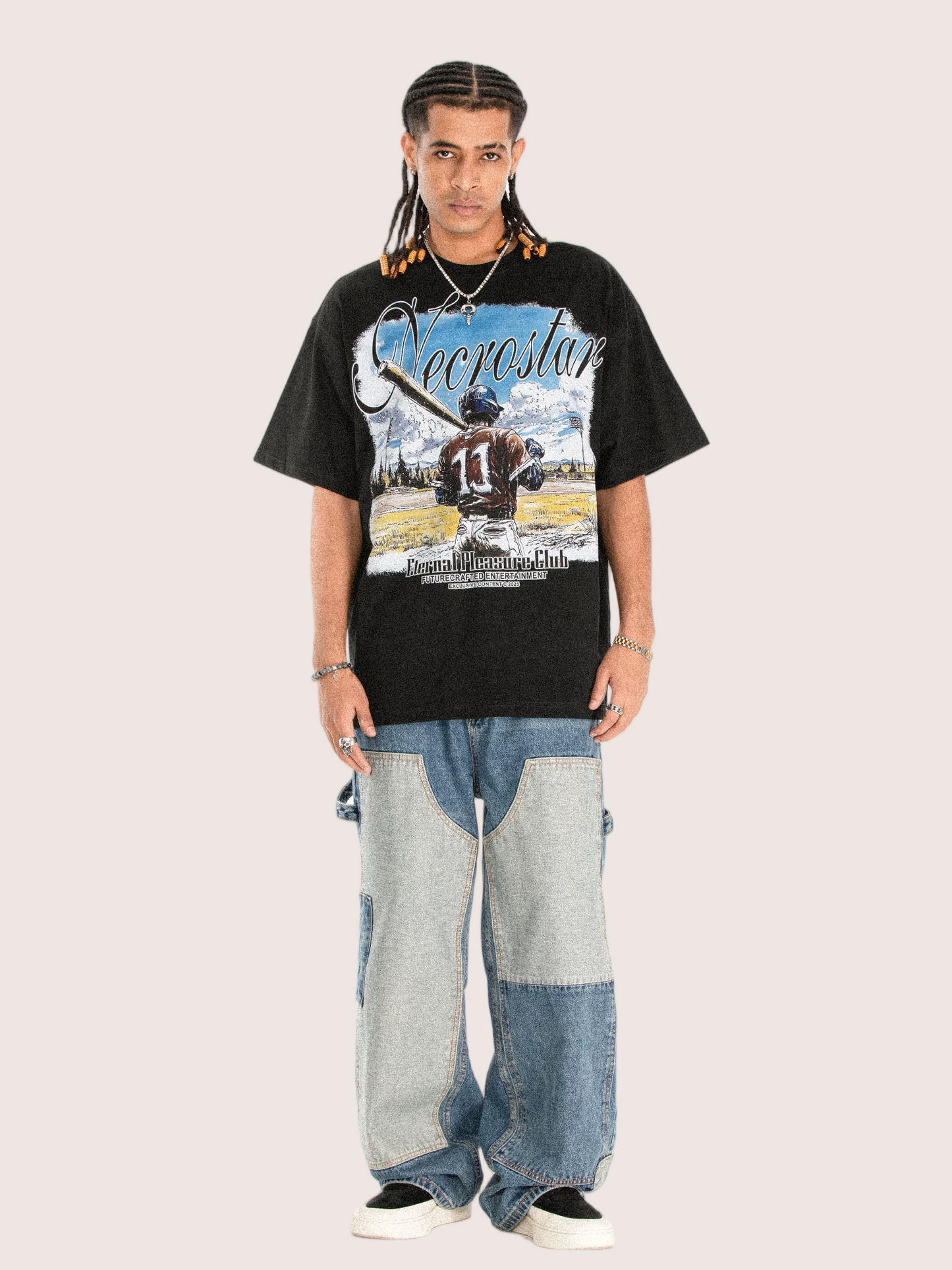 Necrostar "Eternal Pleasure Club" Vintage Baseball Graphic Tee