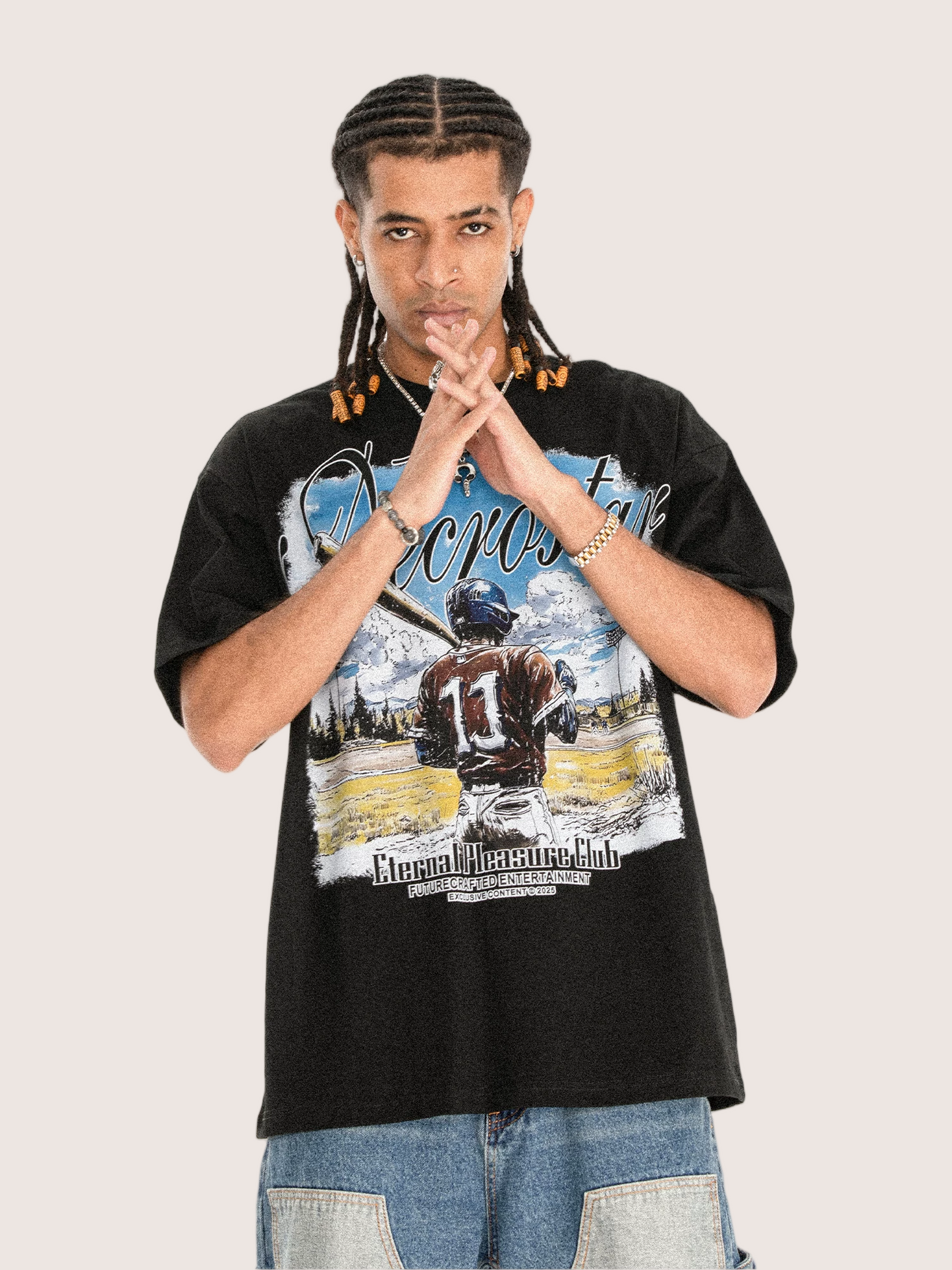 Necrostar "Eternal Pleasure Club" Vintage Baseball Graphic Tee