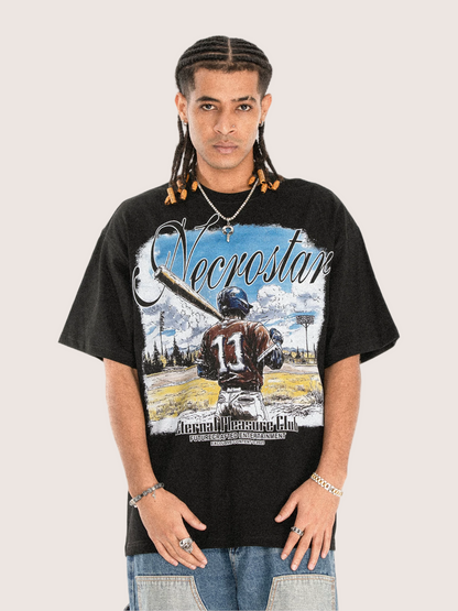 Necrostar "Eternal Pleasure Club" Vintage Baseball Graphic Tee