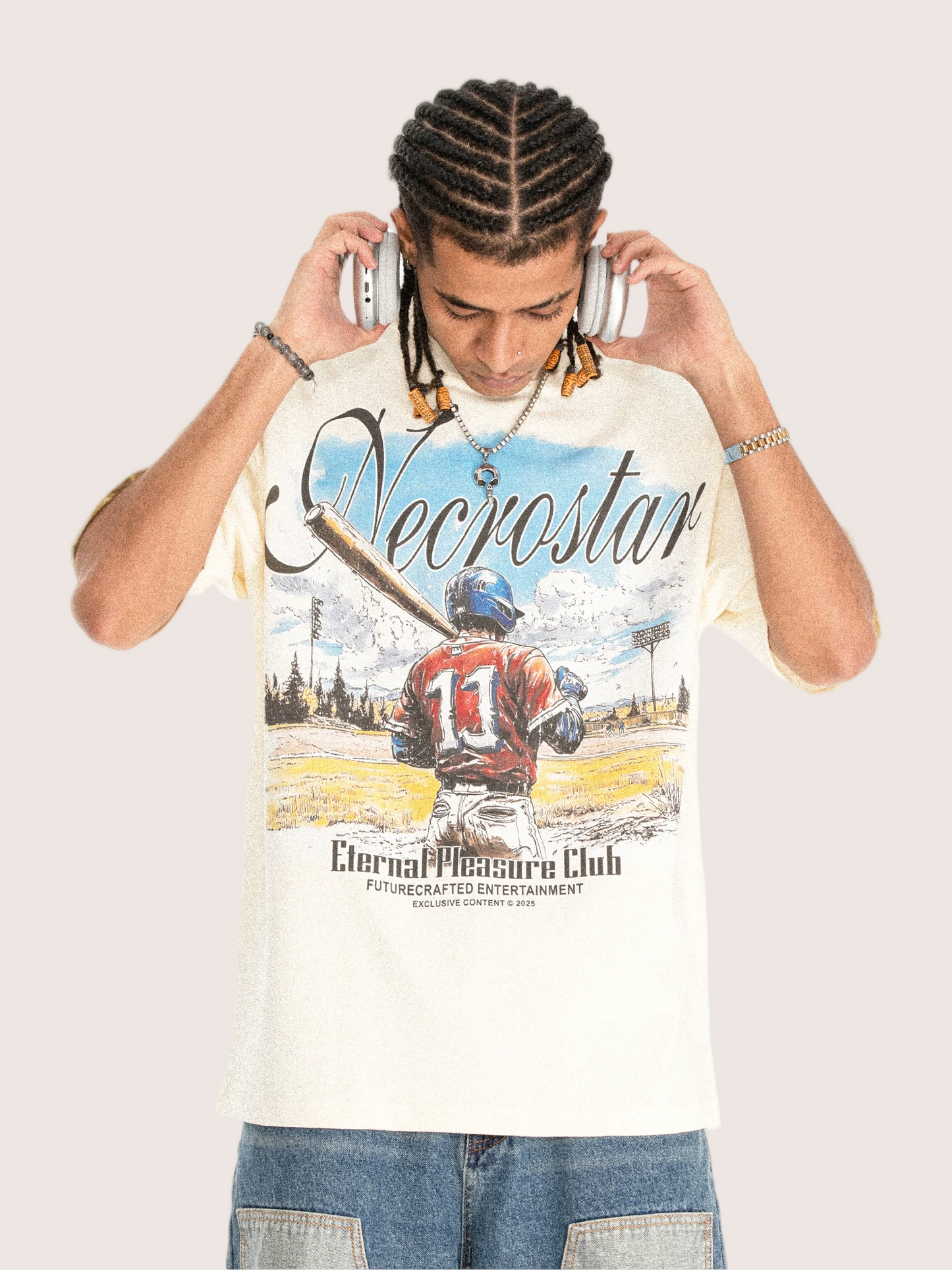 Necrostar "Eternal Pleasure Club" Vintage Baseball Graphic Tee
