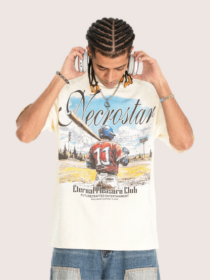 Necrostar "Eternal Pleasure Club" Vintage Baseball Graphic Tee
