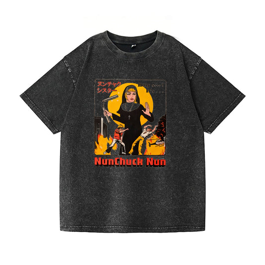 Nunchuck Nun Washed T-Shirt PT007