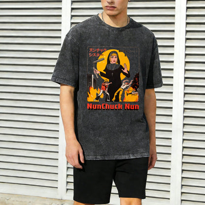 Nunchuck Nun Washed T-Shirt PT007