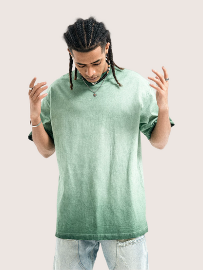 Faded Sage Stone Green Distressed Washed T-shirt Street Wear
