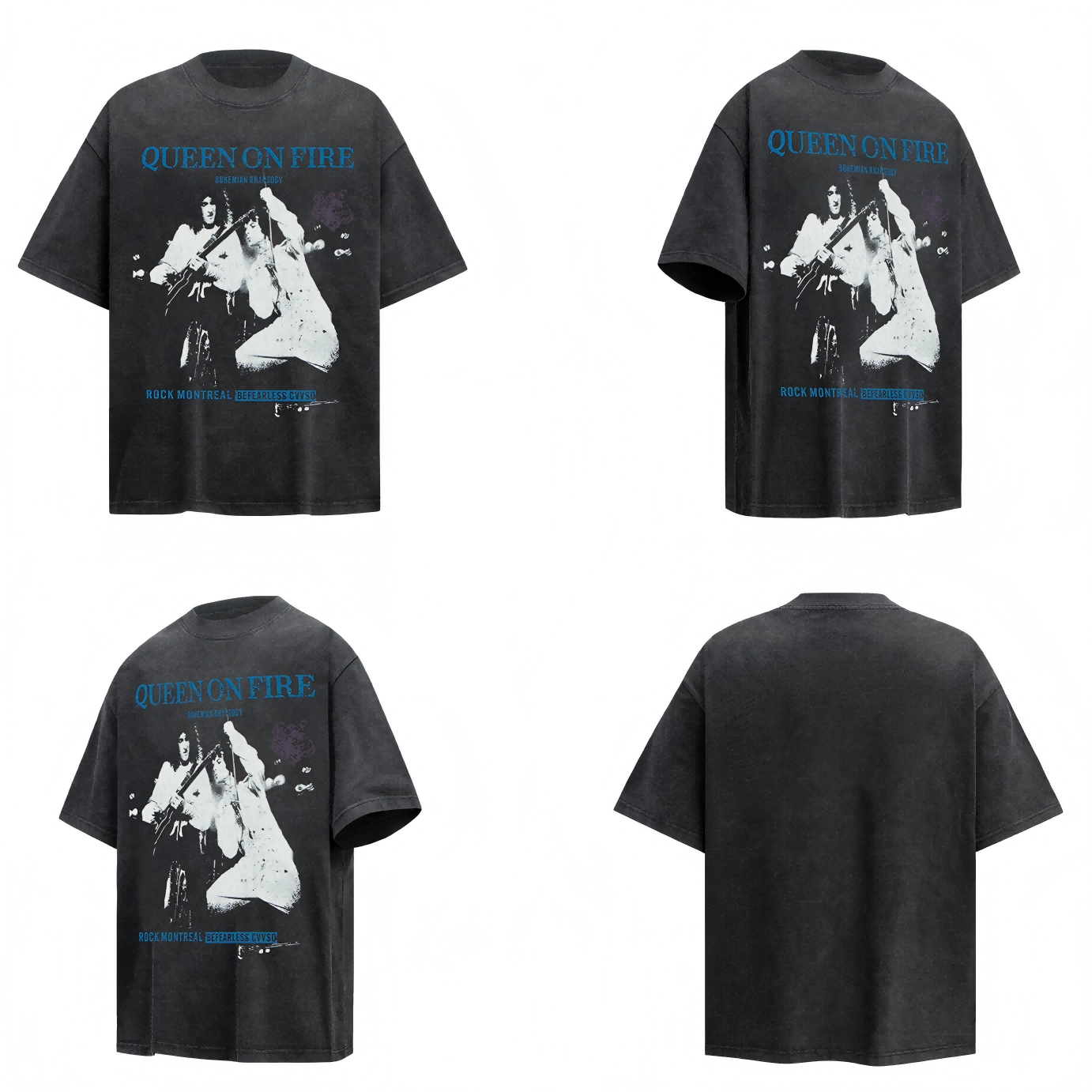 Vintage Queen Band Rock Graphic Washed T-Shirt