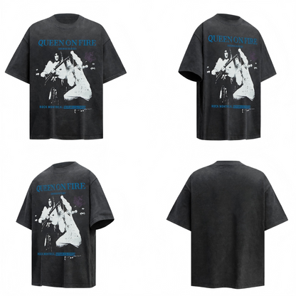 Vintage Queen Band Rock Graphic Washed T-Shirt