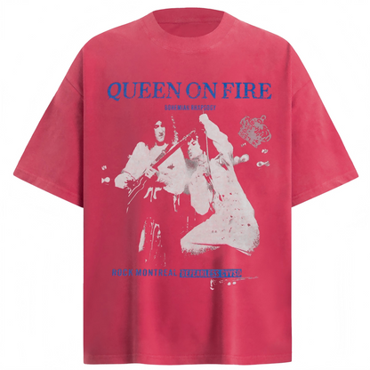 Vintage Queen Band Rock Graphic Washed T-Shirt
