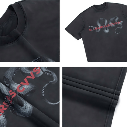 Snake Graphic Vintage Washed T-Shirt