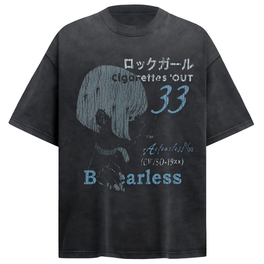 Heavyweight Anime Girl Graphic Washed T-Shirt