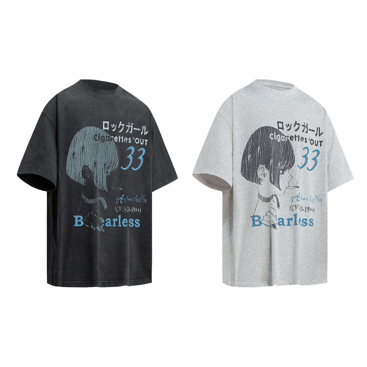 Heavyweight Anime Girl Graphic Washed T-Shirt