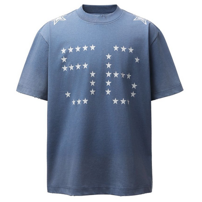Vintage Distressed Star Number 56 Graphic Washed  T-Shirt