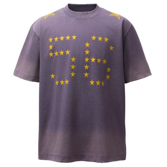 Vintage Distressed Star Number 56 Graphic Washed  T-Shirt