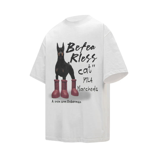 Doberman Wear Red Boots Graphic Washed T-Shirt
